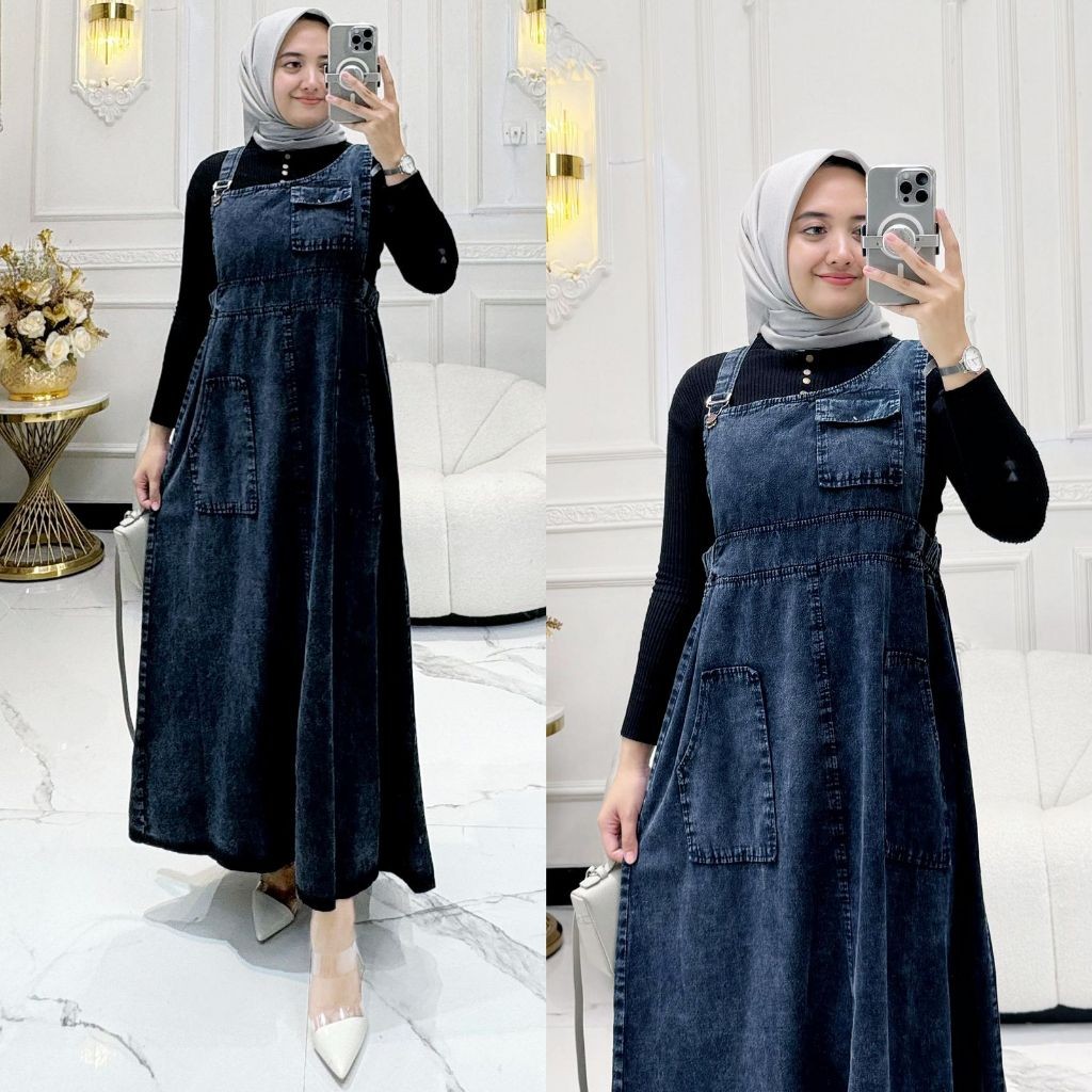 Kirana #2 L & XXL overall jeans cargo wanita overall dress jeans overall cargo FD
