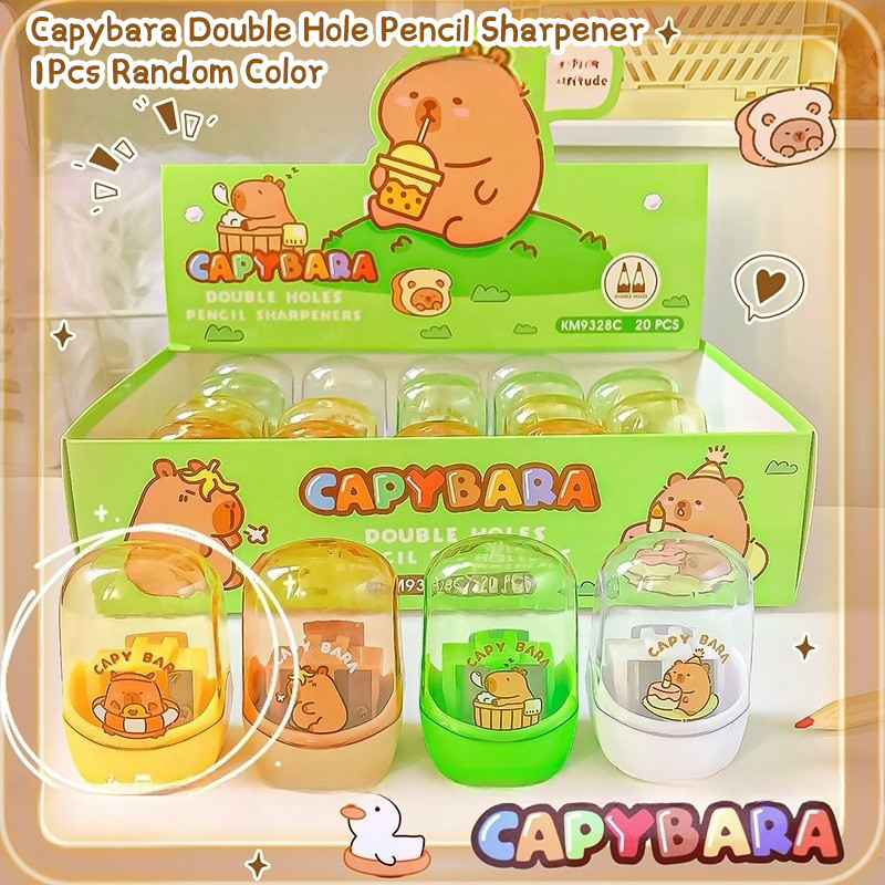 

Aesthetic Kawaii Stationery School Office Supplies Cute Cartoon Capybara Pencil Sharpener Creative Double Hole Pencil Sharpener