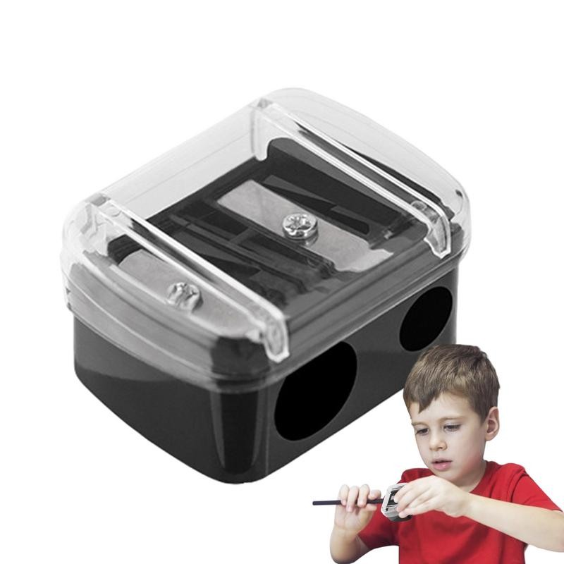 

Classroom Pencil Sharpener Dual Holes Manual Safe Pencil Sharper Multifunctional Portable Stationary Supplies With Lid For