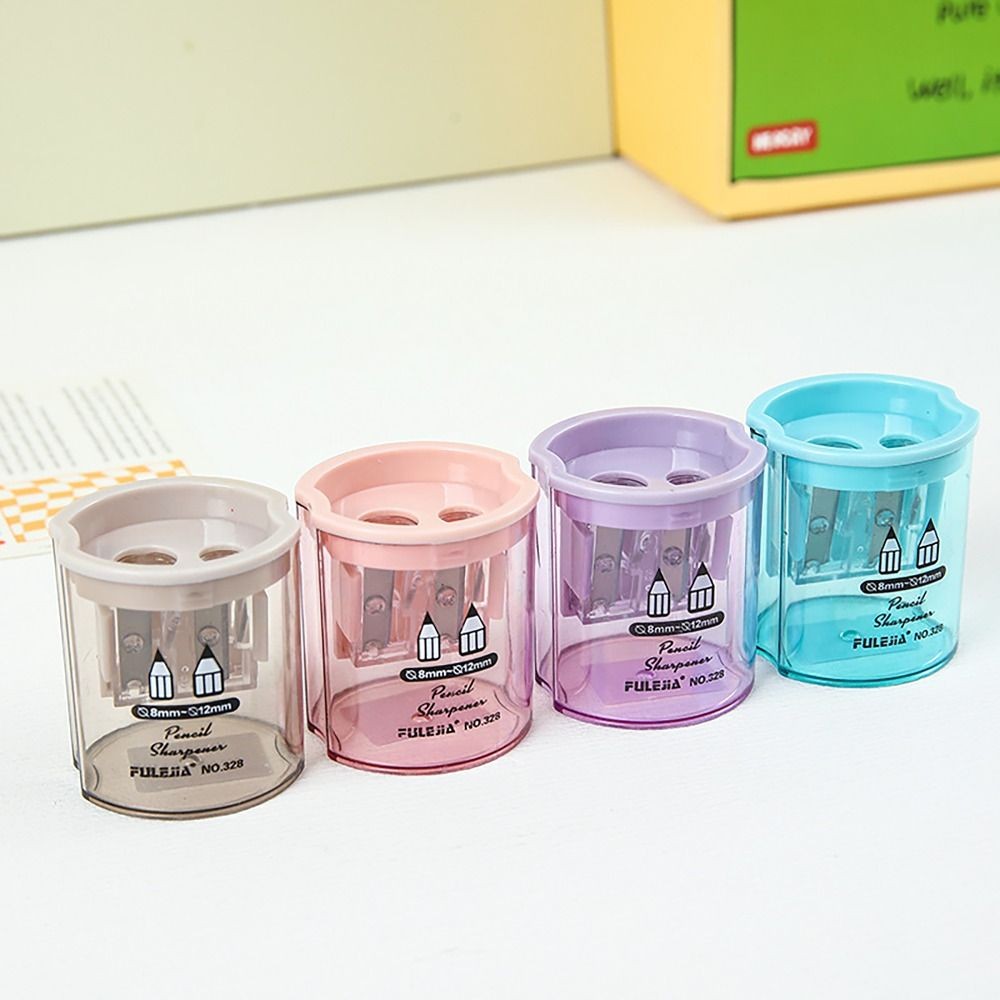 

1Pc Random Color Double Hole Pencil Shavings Triangles Hexagons Circles Squares Pencil Sharpener Mechanical Tool School Supplies
