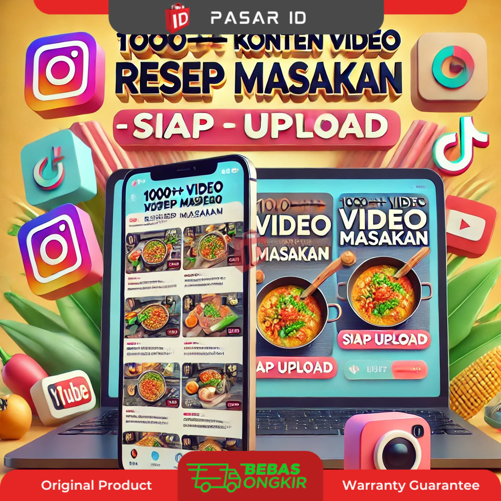 1000++ Konten Video Resep Masakan SIAP UPLOAD CONTENT CREATOR AKUN IG TIKTOK YT SHORT PUBLIK DIGITAL