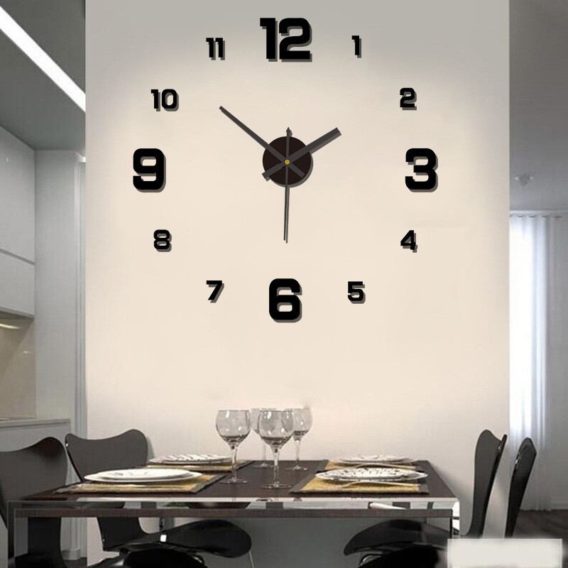 Simple Hole-Free Digital Clock Creative Diy Wall Clock Living Room Decoration Wall Sticker Clock