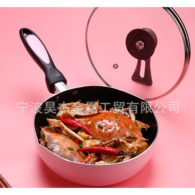 PAN4455 Panci Serbaguna Panci Susu Anti Lengket granit marmer + Tutup Sauce Pan