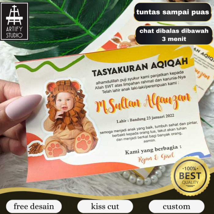 

Artify Stiker Label Tasyakuran Aqiqah Custom Sticker Persegi Nama Bayi Ucapan Kelahiran Akikah