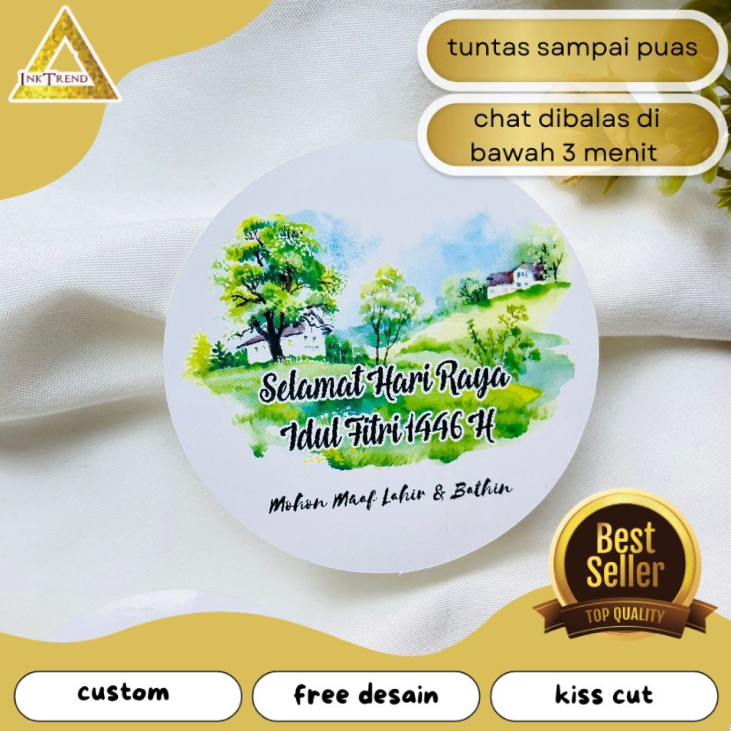 

INKA 2-4 Cetak Sticker Label Bulat Idul Fitri Stiker Lebaran Toples Label Kue