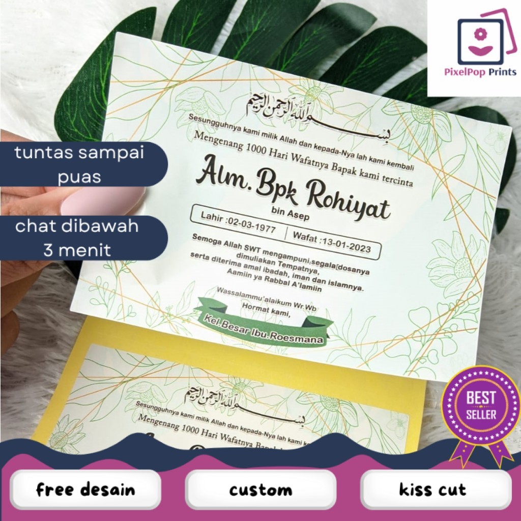 

Opikapip Stiker Tahlilan Kartu Wafatnya Persegi Chromo Mengenang 40 100 1000 Hari Sticker Box Murah