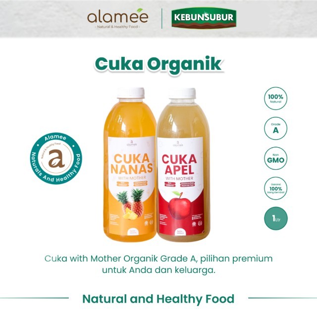 

alamee cuka murni 1 Liter premium tanpa bahan tambahan lain cuka apel cuka nanas organik kebunsubur Kebunsubur