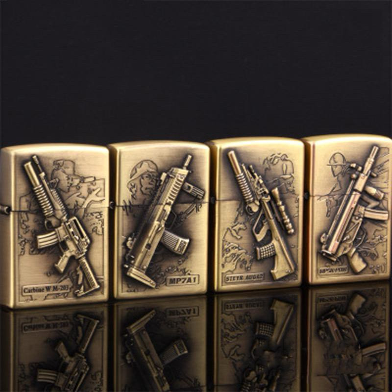 Promo Korek Api Lilin Isi Minyak Zipo Kantai Motif Pistol Senjata JT6103