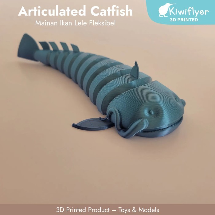 Ikan Lele Bersendi - Articulated Catfish - Mainan Miniatur Patung Figur Mini Hiasan Lucu - 3D Printe