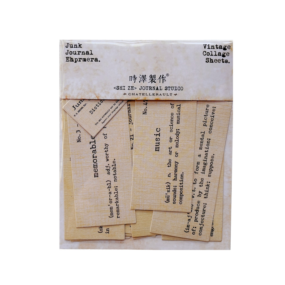 

11Pcs Vintage Woven Dictionary Definition Sticker DIY Craft Scrapbooking Album Junk Journal Planner Decorative Stickers