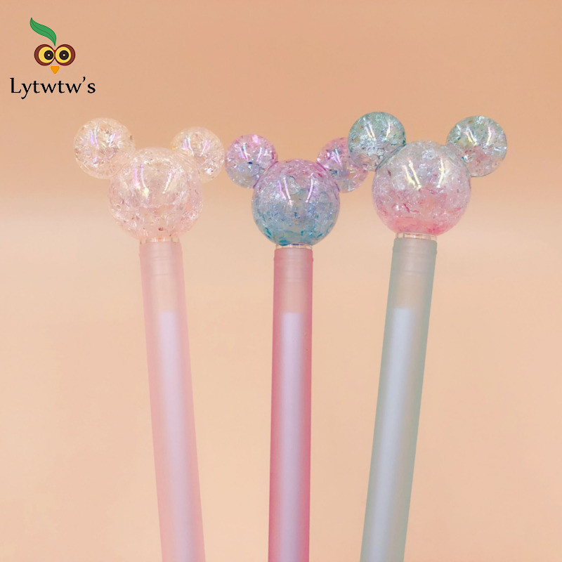 

1 Pcs Cute Kawaii Mickey Glitter Creative School Office Supply Gel Pen Novelty Handle Korea Sweet Pretty Lovely Stationery