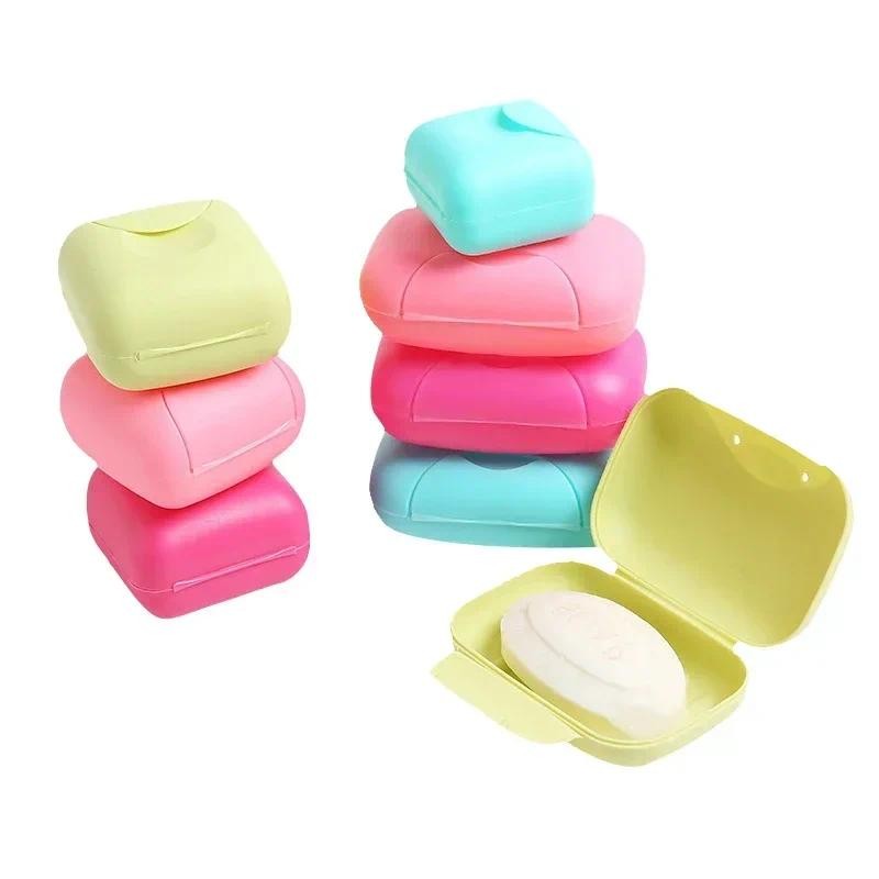 

1Pcs Candy Color Portable Soap Dish Box Case Bath Bowl Plate Case Home Shower Travel Hiking Holder Container Soap Box