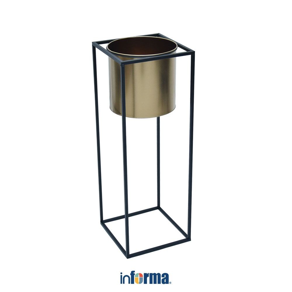 Informa Pot Tanaman Dengan Stand 70.5 cm - Gold Flower Pot Planter Bunga Wadah Tanam Pot Hias
