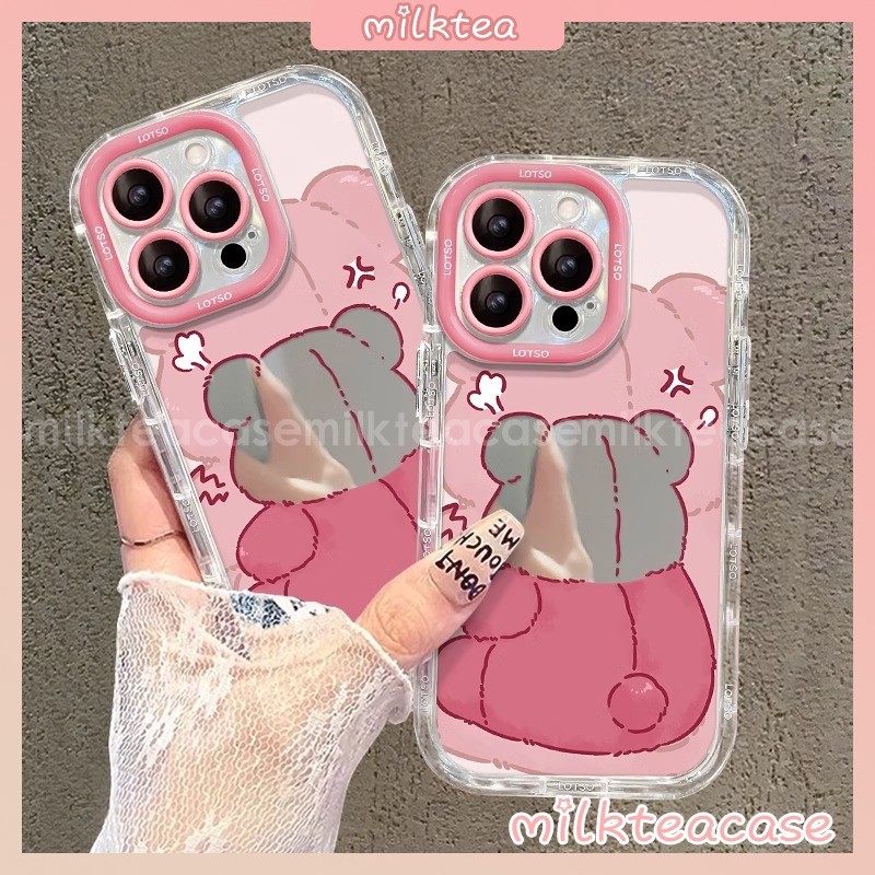【MILKTEACASE】Ujung Kepala Kucing Kecil Yang Imut Sedang Menyapa Beruang Panda,Romantis Case Kompatib
