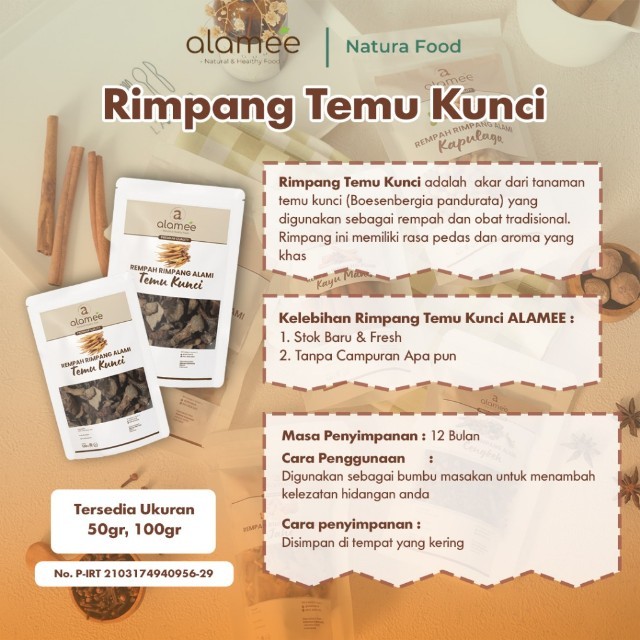 

ALAMEE Temu Kunci Kering Fingerroot Rempah Rimpang Alami Iris Spice 50gr Naturganik