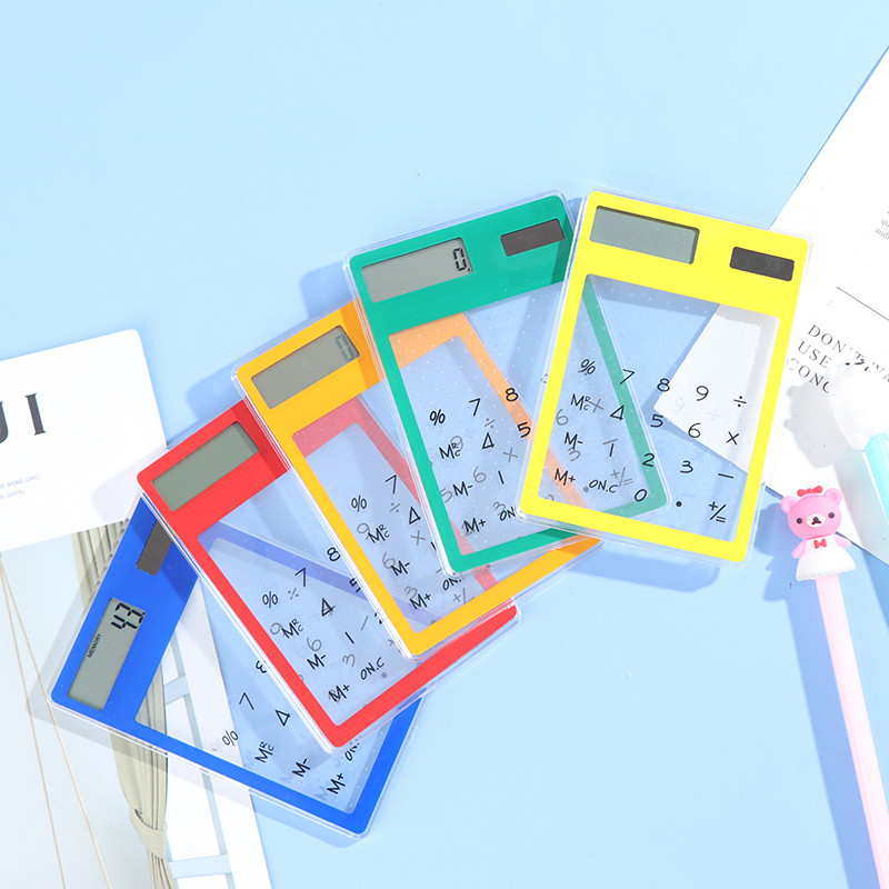 

Portable LCD 8 Digit Touch Screen Ultra slim Transparent Solar Calculator Clear Scientific Calculator Student School Office