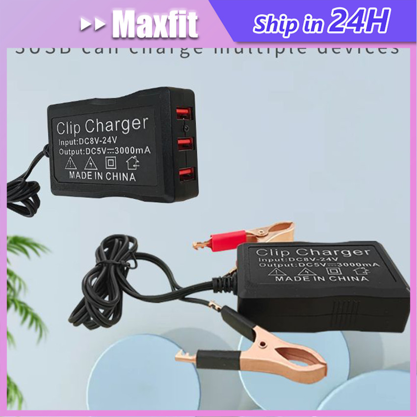 Charger DC HP Ke AKI Motor USB 3 Port Motor Adaptor Charger HP Darurat Pasang Ke AKI Motor Mobil Uni