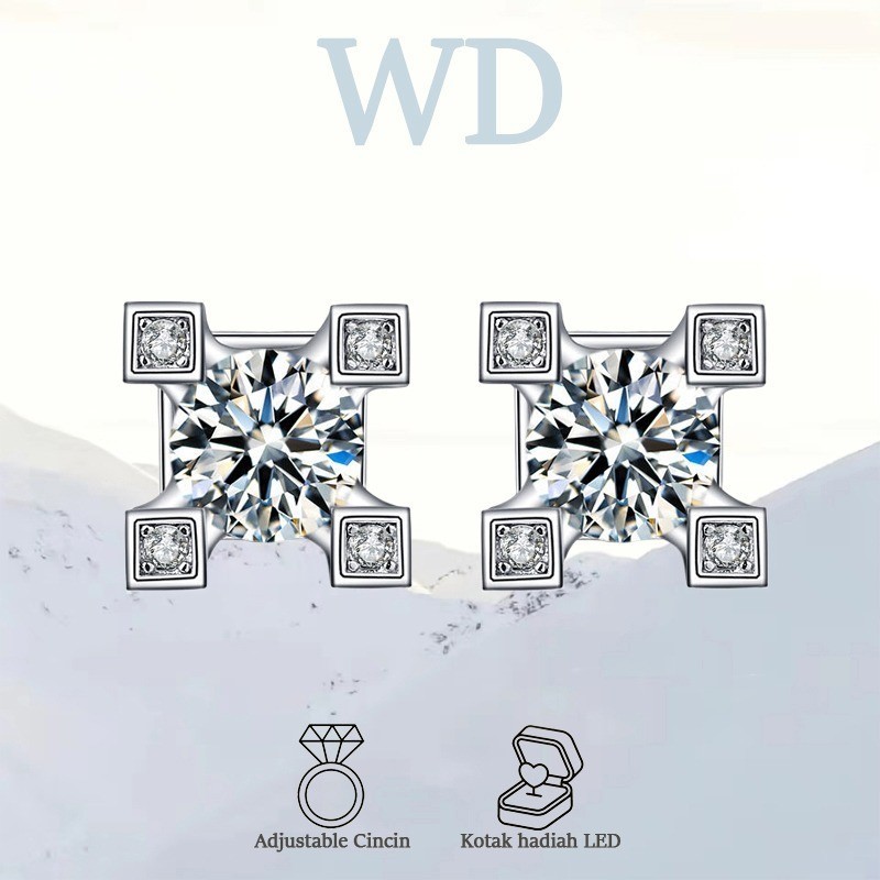 WD Jewelry - Paris Menara Anting Kancing Pt950 Platinum 50 Poin Berlian Asli Anting Kancing