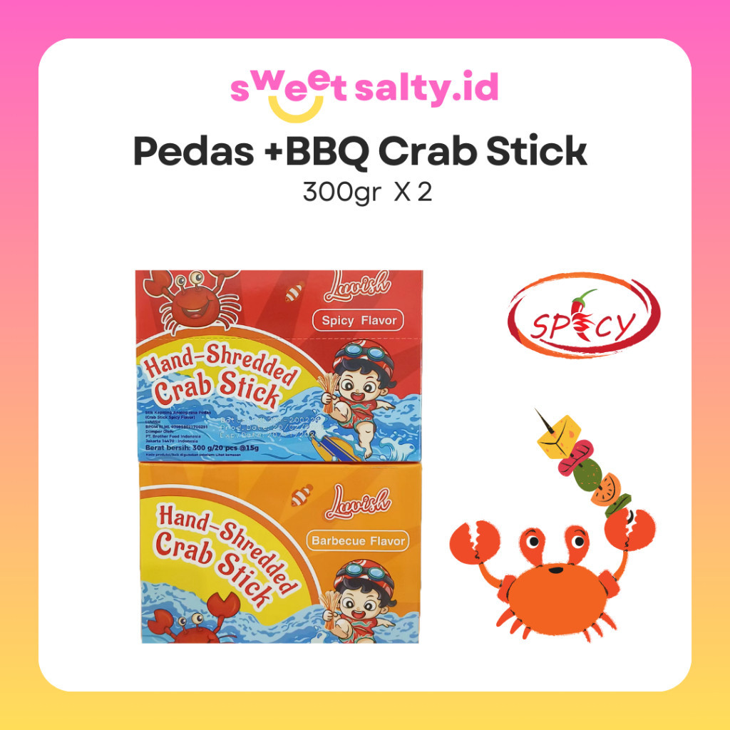 

[SWEETSALTY.ID] Lianggui BBQ + Spicy CRAB STICK 600gr | Latiao Pedas | Snack Halal