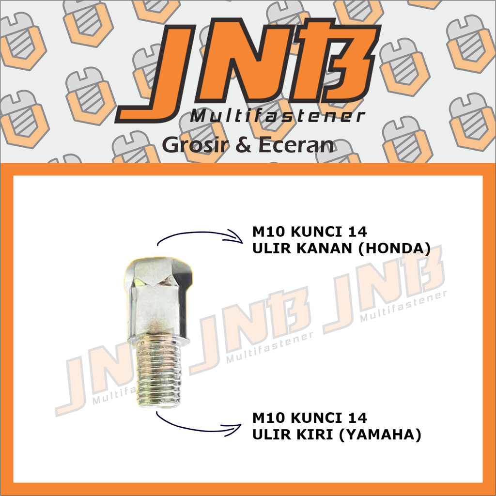 BAUT PENINGGI SAMBUNGAN SPION ( 14 ) DRAT KIRI - KANAN Sambungan Spion Motor Universal Peninggi Baut