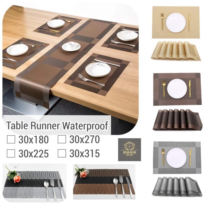 Table Runner Polos Gold 35 x 180 cm -Taplak Meja Panjang Anti Air - bronzie, 30x270