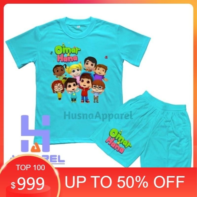 BAJU ANAK KAOS ANAK OMAR DAN HANA KARTUN SETELAN