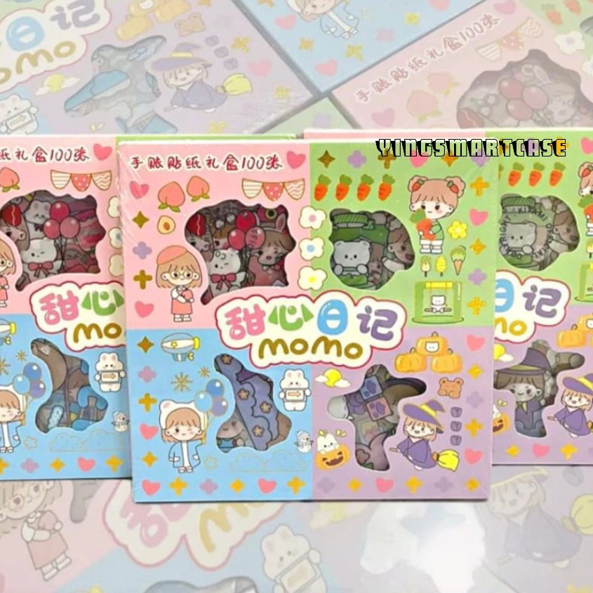 

{Syafastore} STICKER KARTUN KOREA LUCU - MOMO & YOYO ISI 100 LEMBAR / Waterproof Cutting Sticker
