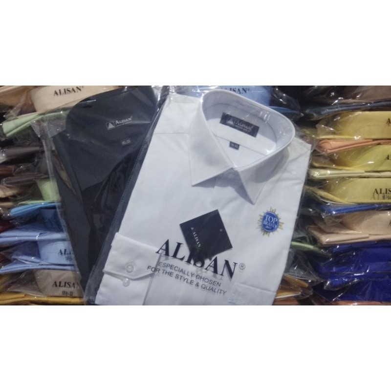 Kemeja Alisan Putih / Hitam Slimfit Panjang