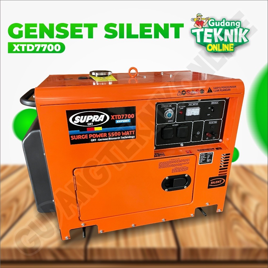 DISKON Genset Silent DIESEL 5000W SUPRA XTD-7700 / Power Generator SOLAR 5000 Watt Gasoline SOLAR XTD 7700 XTD7700 SUPRA