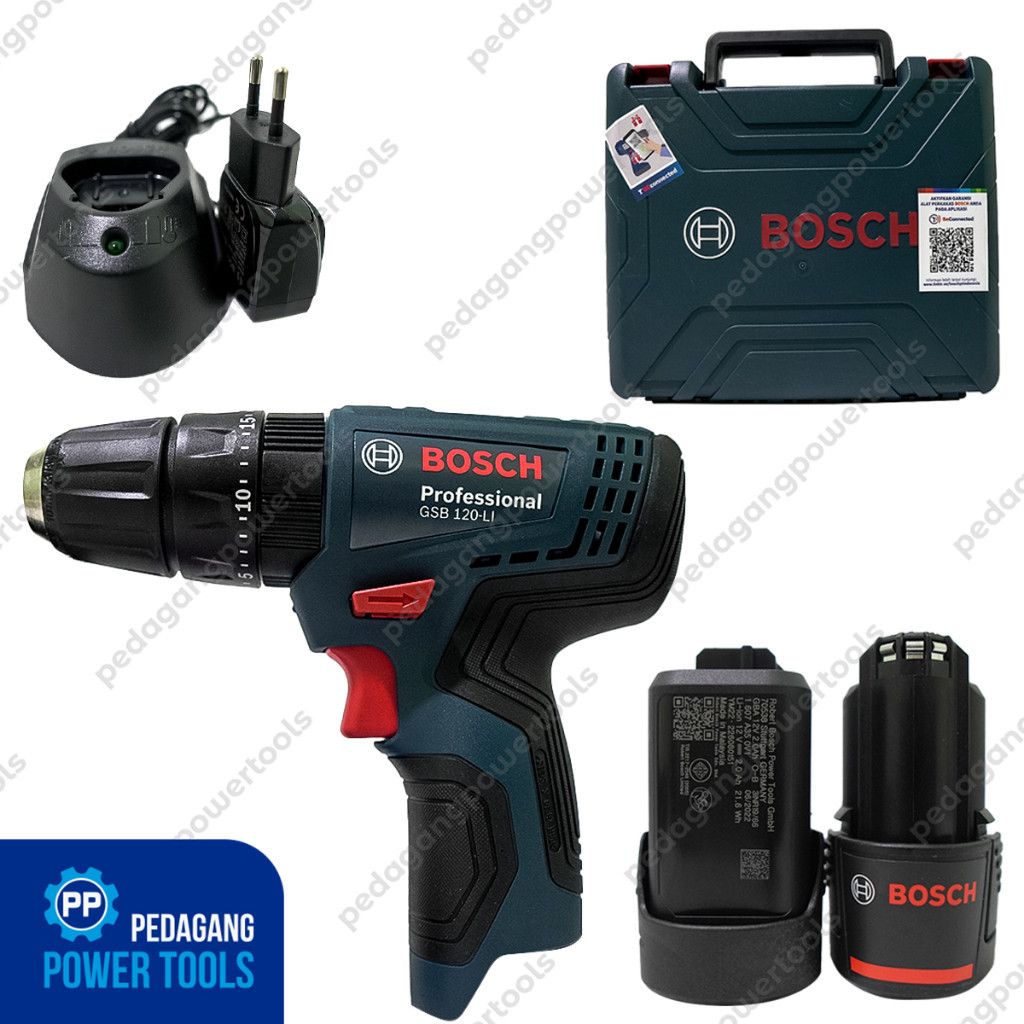 BOSCH GSB 120 MESIN BOR BETON TEMBOK CORDLESS IMPACT DRILL 2 BATERAI