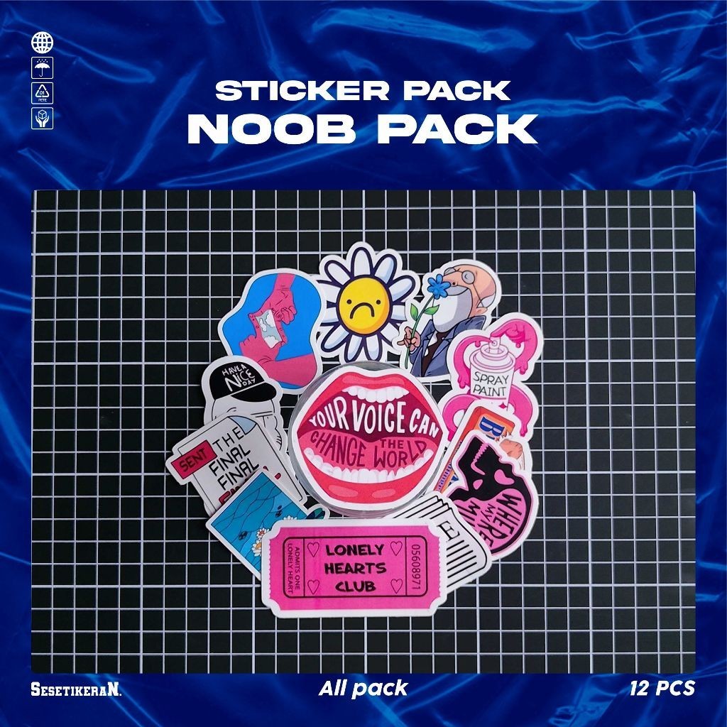 

COD✨ Sesetikeran Stiker Pack Noob Pack Colorfull Keren Untuk Koper Laptop Skateboard