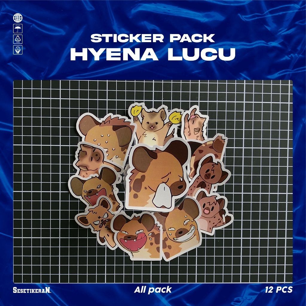 

COD✨ Sesetikeran Stiker Pack Hyena Lucu Untuk Koper Laptop Skateboard