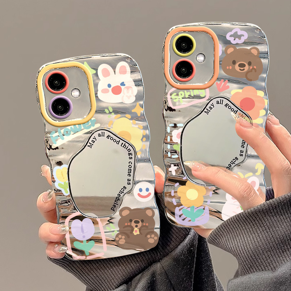 Casing mirror premium Permen bear lucu couple anti jatuh Case hp Note12 12s A1 Note12 Pro Redmi 10 9