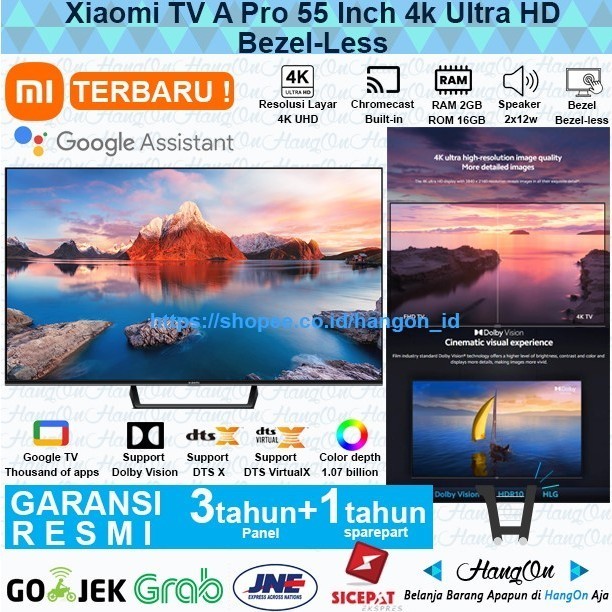 PROMO SPESIAL Xiaomi Smart TV A Pro 55 Inch 4K UHD Dolby DTS HDR 10 with Google TV