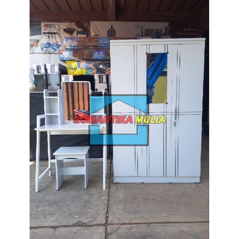 (SIAP KIRIM) Paket Murah 1 Set lemari dan meja rias / Lemari Baju 3 pintu + Meja Rias Sliding