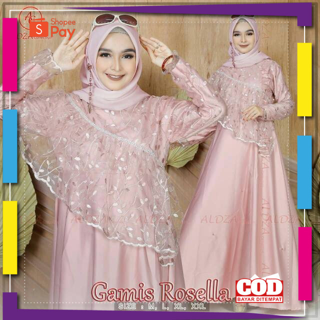 BAHAN ADEM HALUS TEBAL // GAMIS XXL - ROSELLA DRESS MUSLIM WANITA MAXY MATERIAL FULL VELVET SATIN PR