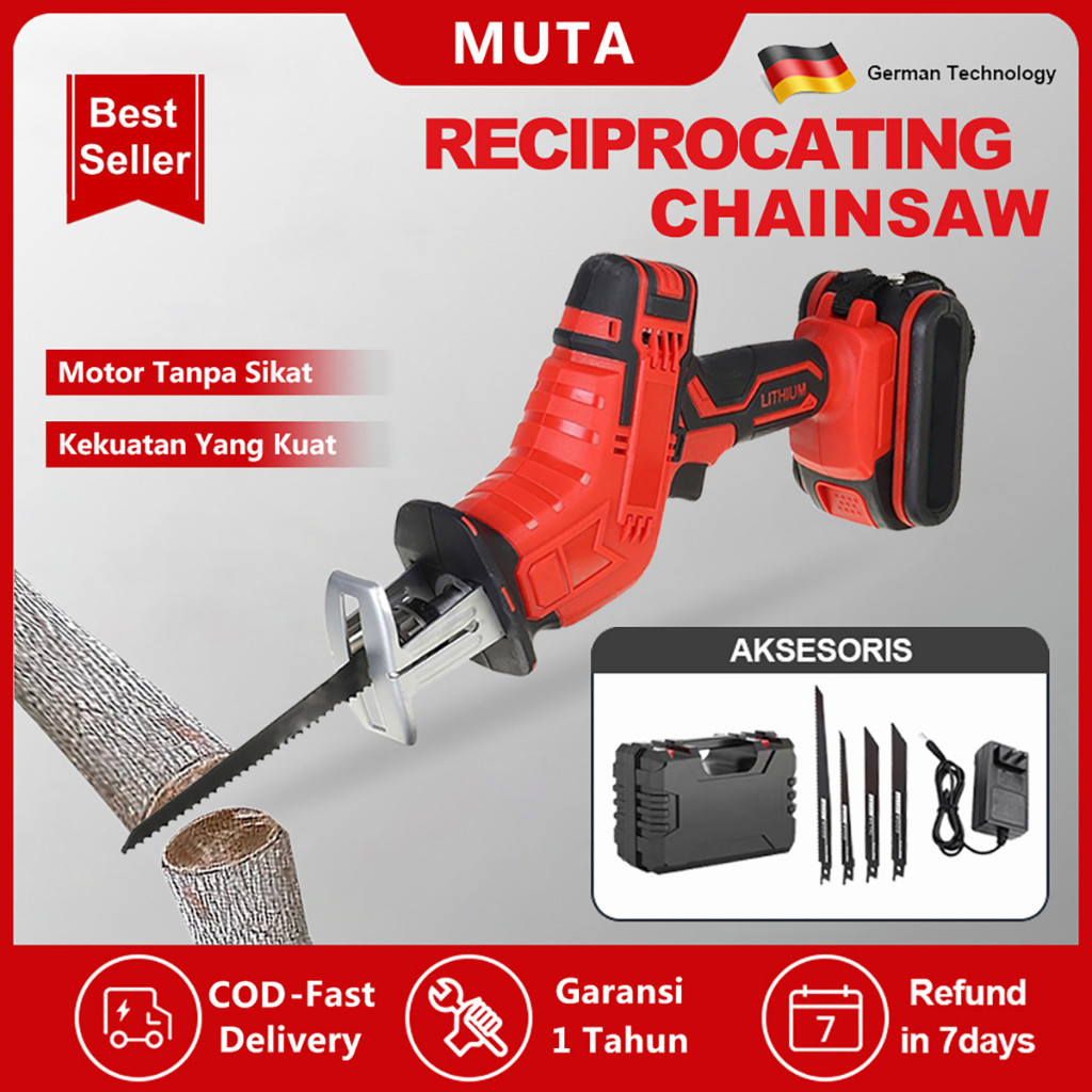 MUTA Reciprocating Saw 48V Rechargeable Reciprocating Saw Portable Cordless Saw Alat Pemotong Kayu