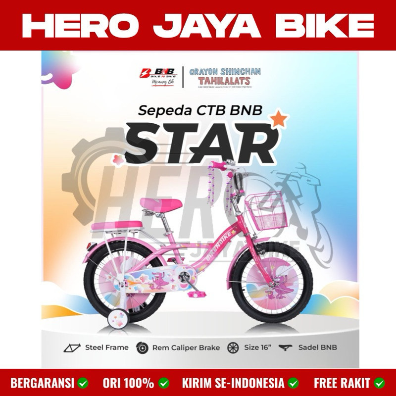 Sepeda Anak Perempuan BNB CTB STAR Uk 16 &amp; 18Inch Keranjang Sepeda Mini