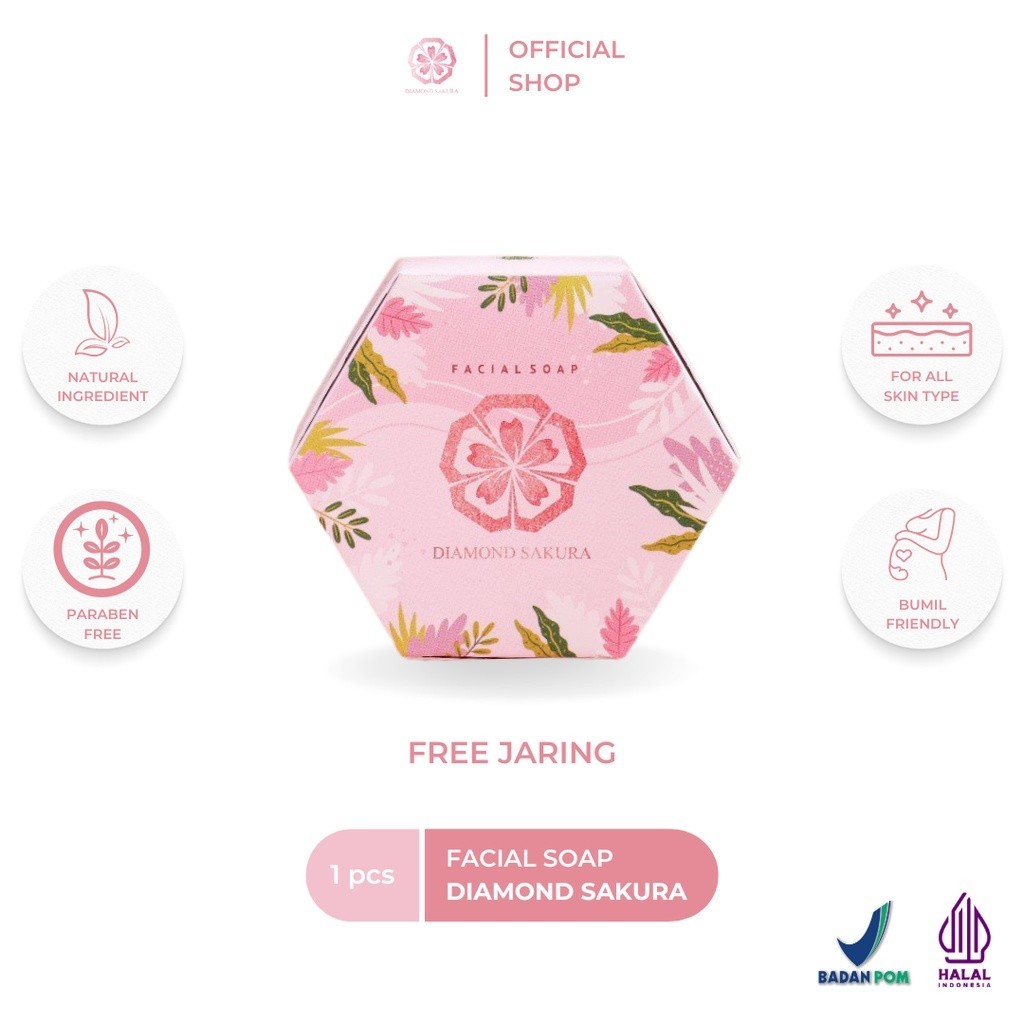 [1 PCS] Diamond Sakura - Soap Bar Sabun Wajah Glowing Pembersih Jerawat Sensitive Skin Solutions