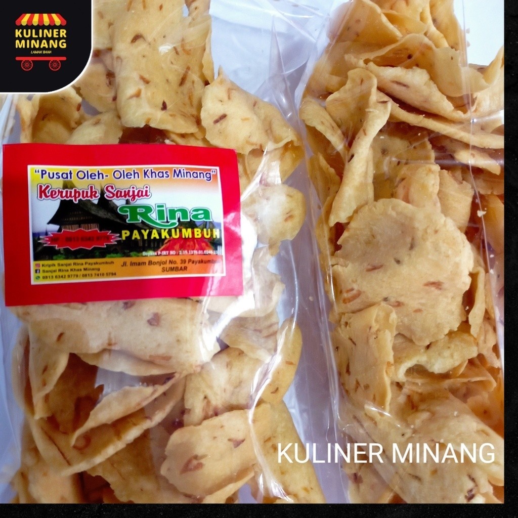 

Kerupuk Kue Bawang iris Rina 250g Cemilan khas Kuliner Minang