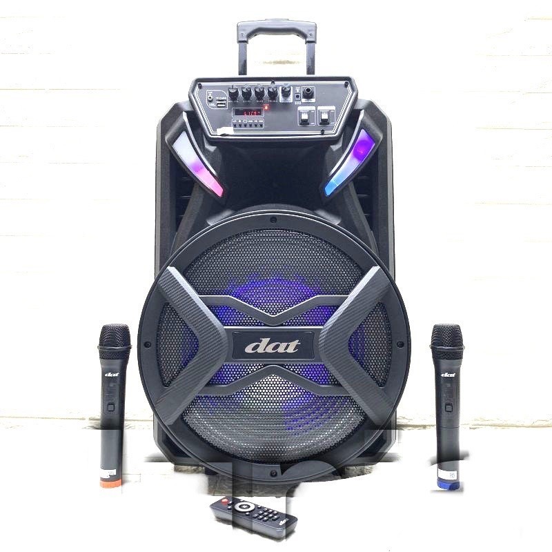 SPEAKER BLUETOOTH PORTABLE  DAT DT 1509 x2 15inch 15in AMPLIMEETING SUPER BASS BONUS 2 MIC WIRELESS