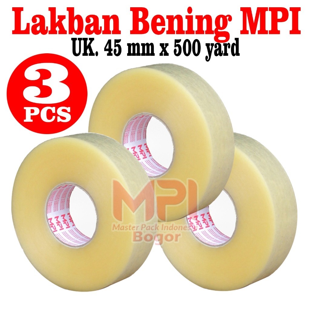 

3 PCS - Lakban Bening JUMBO MPI 45 mm x 500 yard - Lakban Packing - Master Pack Indonesia Bandung