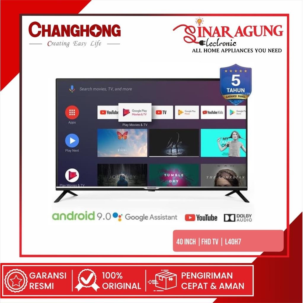Changhong Framless L40H7 LED TV Android TV 40 Inch - FHD TV - 40H7