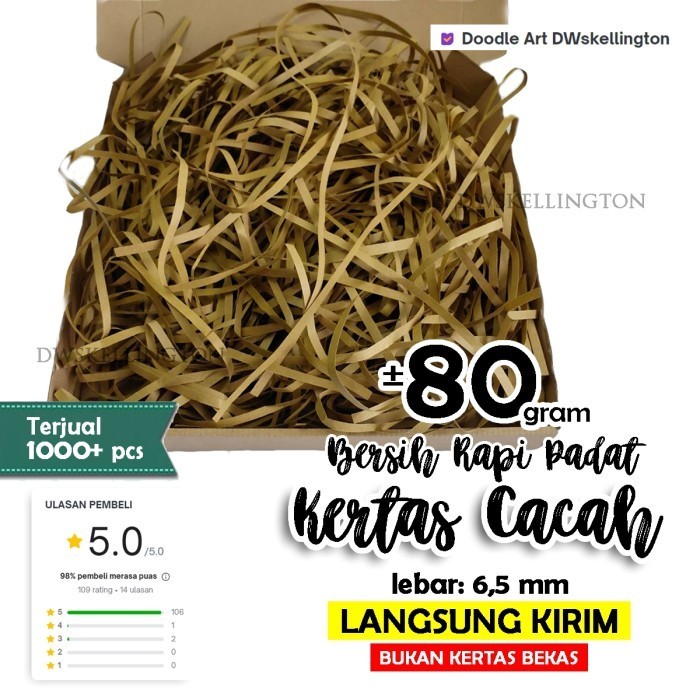 

Shredded Paper Kertas Cacah Hiasan Serut Potong Hamper Hiasan Dekorasi - Putih