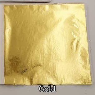 10 LEMBAR Kertas Foil Emas Gold Leaf Foil Sheet Kertas Prada Sepuhan S - Gold