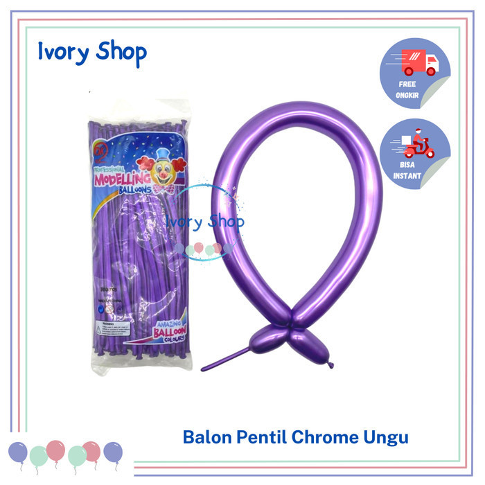 Balon Pentil Chrome Packan isi 100 Balon Twist 260 Cacing modeling - Pink