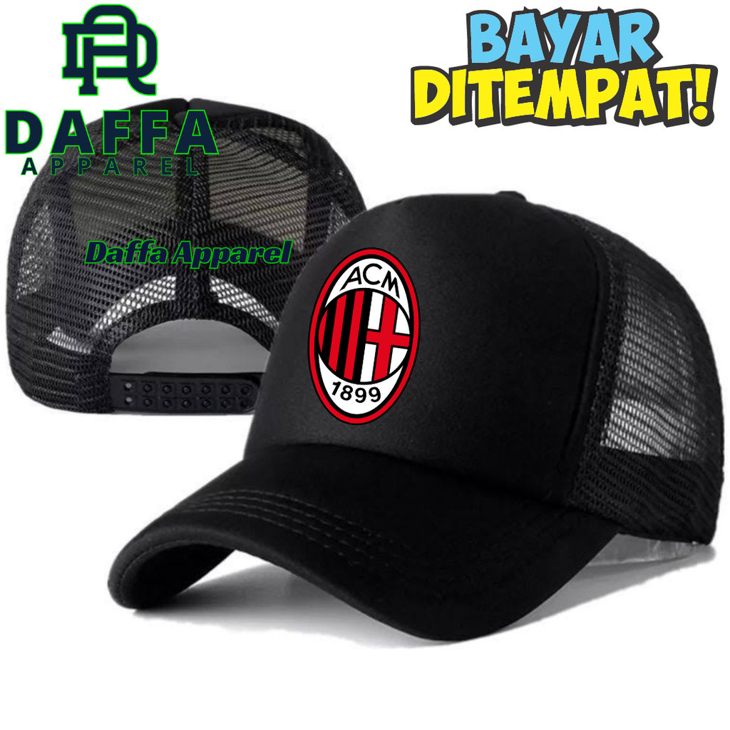 Daffa Apparel Topi Trucker AC MILAN - Topi Distro AC MILAN Logo - Topi AC MILAN Premium - Topi Pria 