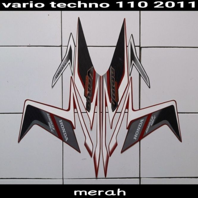 STIKER STRIPING LIS BODY MOTOR VARIO TECHNO 110 2011 KARBU MERAH STANDAR