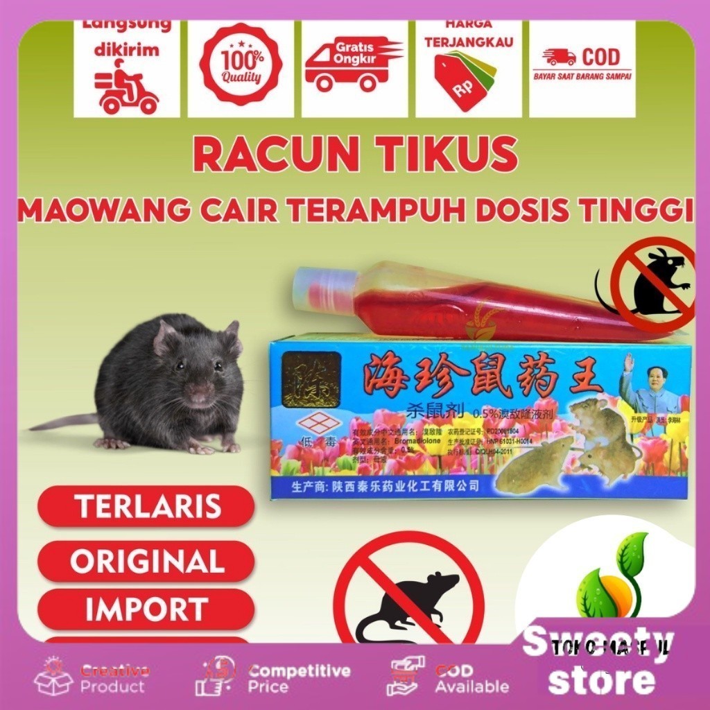 Sweety Store Indonesia-Racun Tikus cair gepeng dus biru cerah original ampuh Racun Tikus Mao Wang Ca