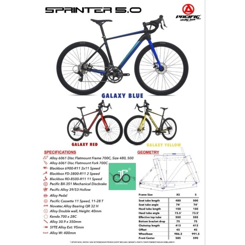 Sepeda Balap Roadbike Pacific Sprinter 5.0 TERBARU 5 (2x10speed)